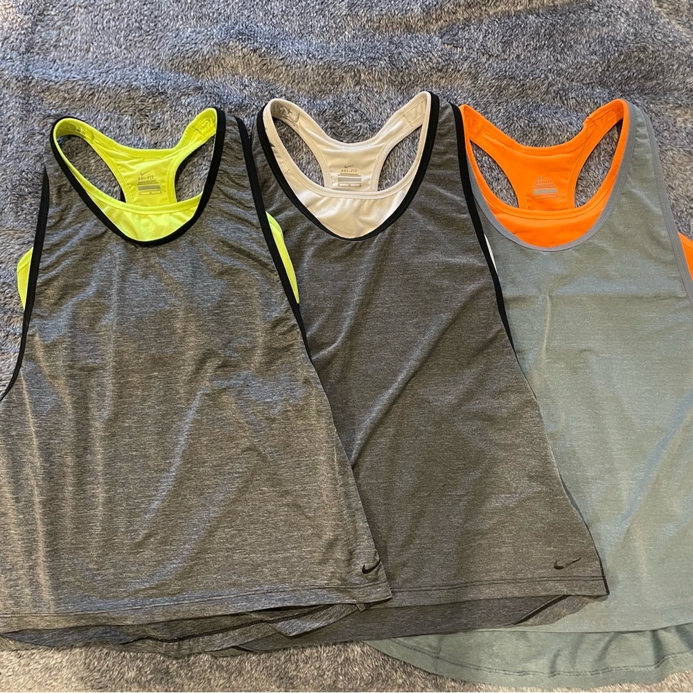 Nike Pro Dri-fit Inside 2-in-1 Sports Bra tank, size Medium, set of 3